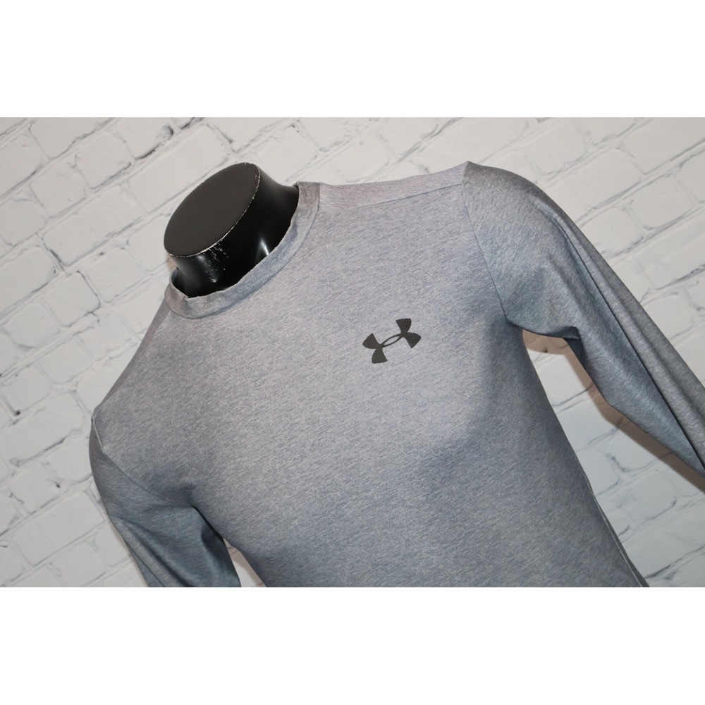 Under Armour Compression Shirt Mens Large Gray HeatGear Mock Neck Gym Workout